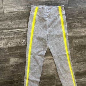 Ziya Active Gray Neon Yellow Stripe Active Pants 4 Small